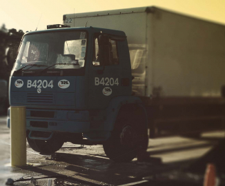 Lorry driving in to BLOKAD Crash Rated Static bollard